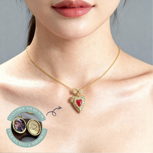 Victorian Heart Photo Locket Necklace – Personalized Keepsake Gift