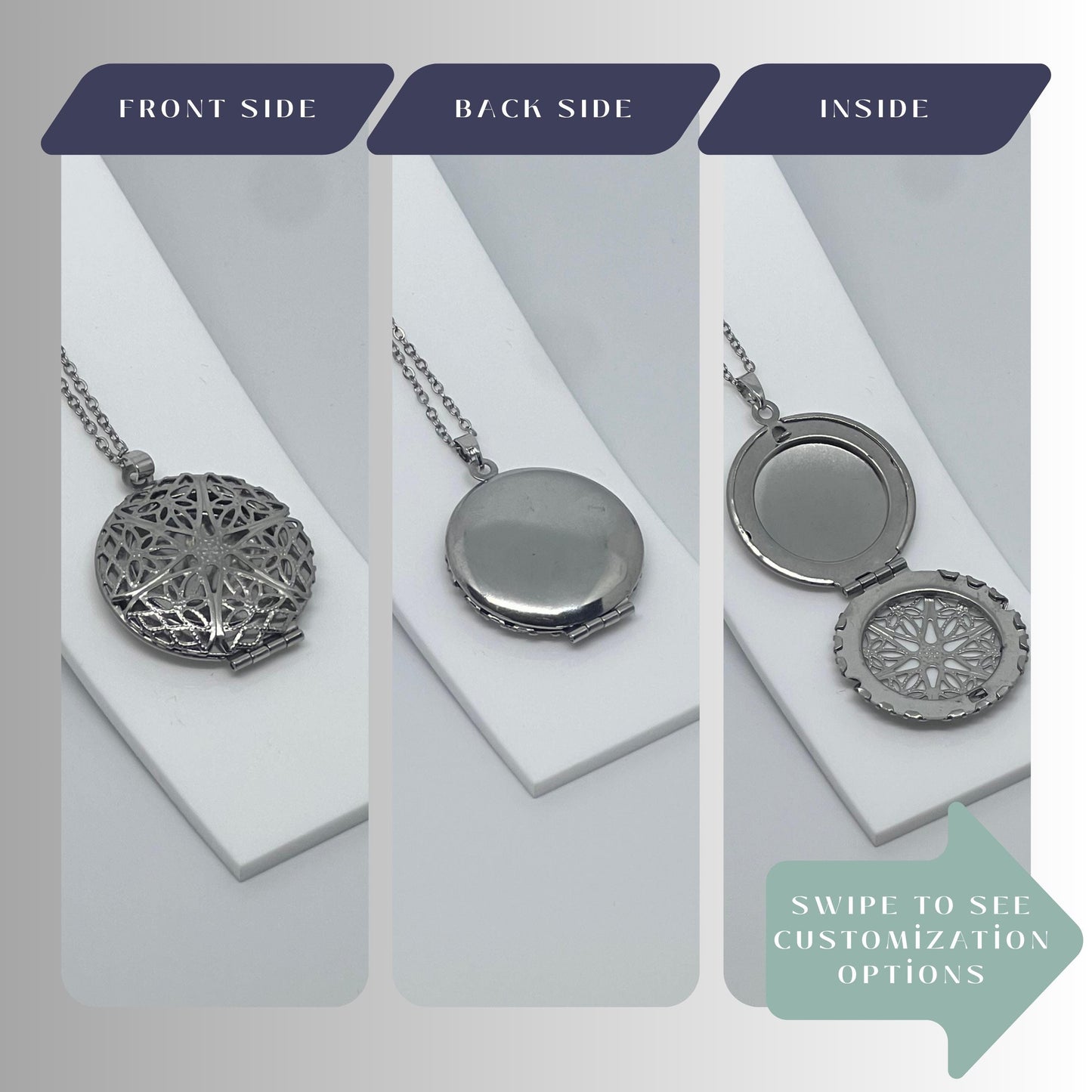 Filigree Round Photo Locket Necklace – Personalized Keepsake Gift