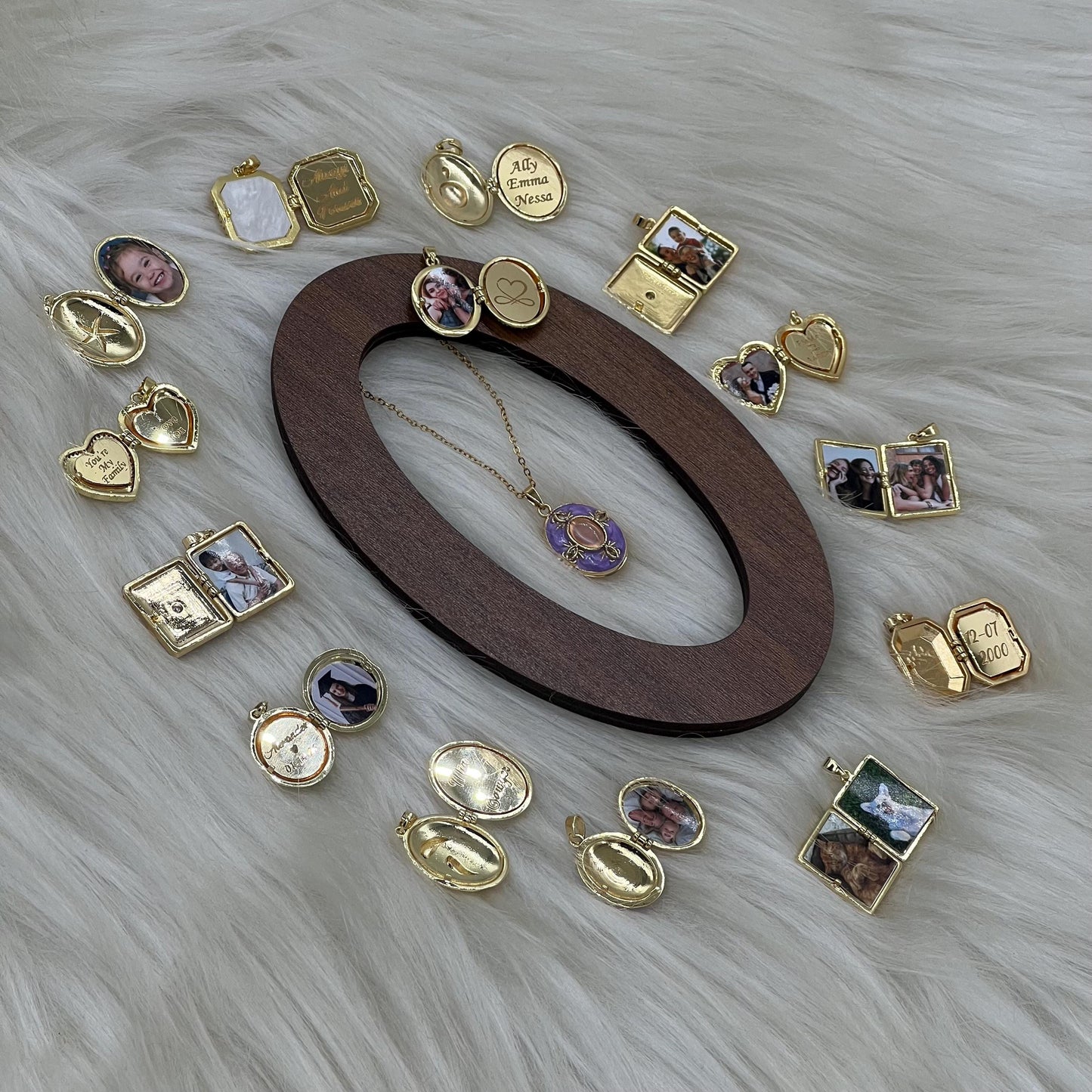 Purple Enamel Oval Photo Locket Necklace – Personalized Keepsake Gift