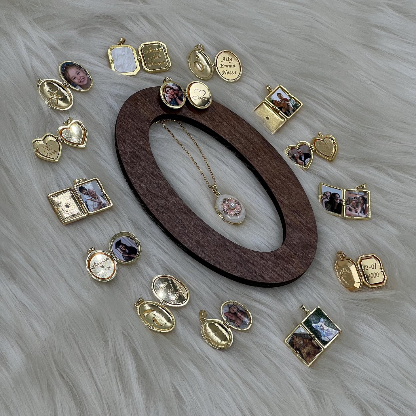 Floral Pearl Oval Photo Locket Necklace – Personalized Keepsake Gift