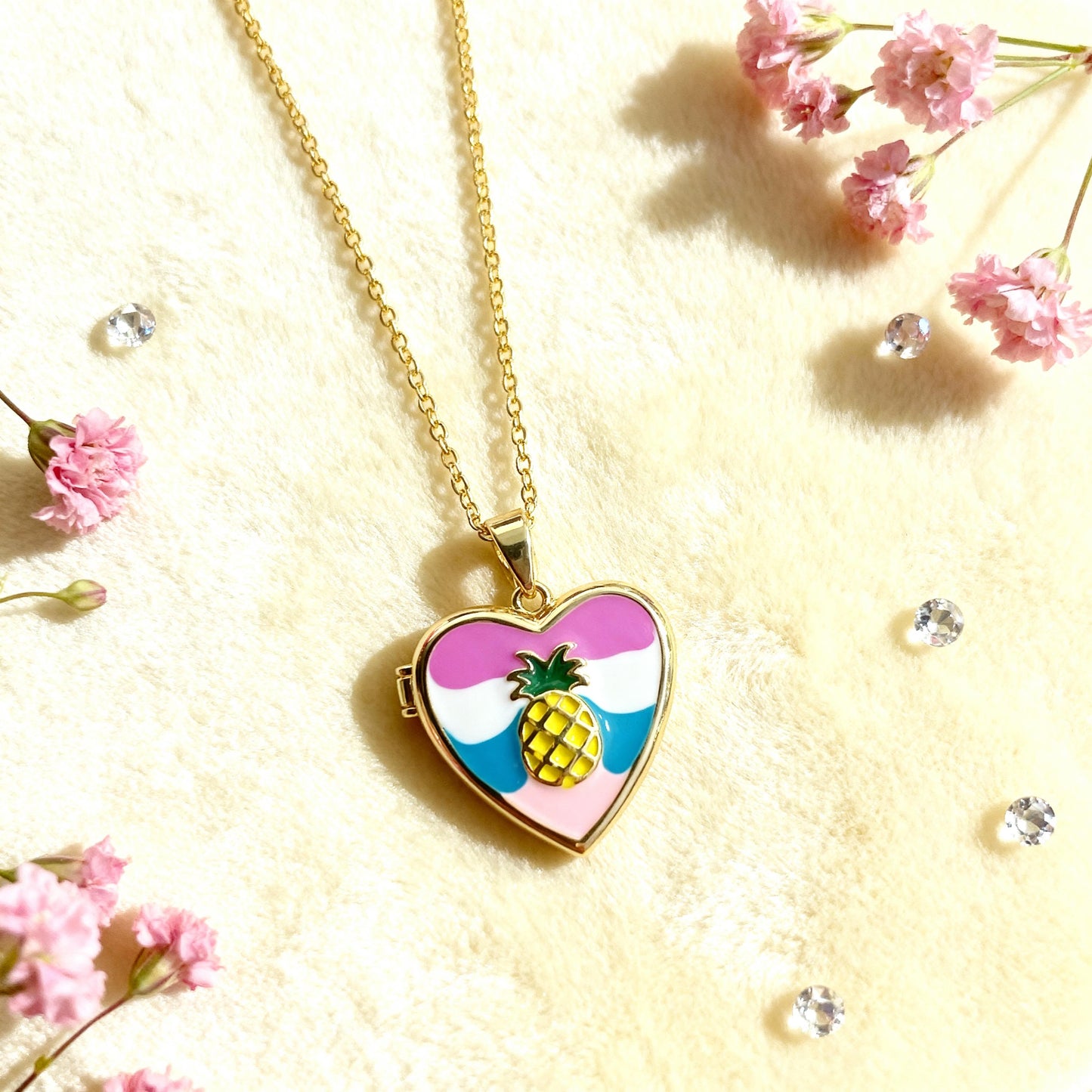 Pineapple Heart Photo Locket Necklace – Personalized Keepsake Gift