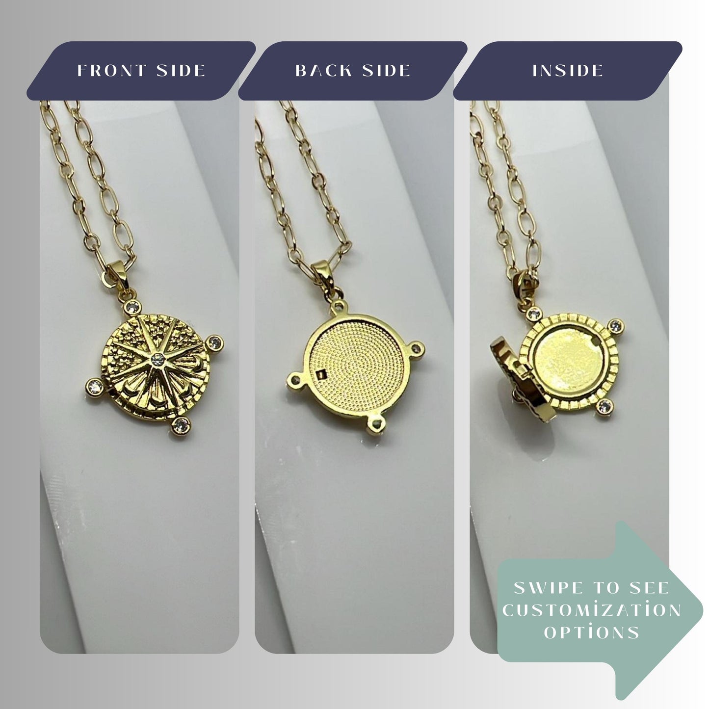 Compass Photo Locket Necklace – Personalized Keepsake Gift