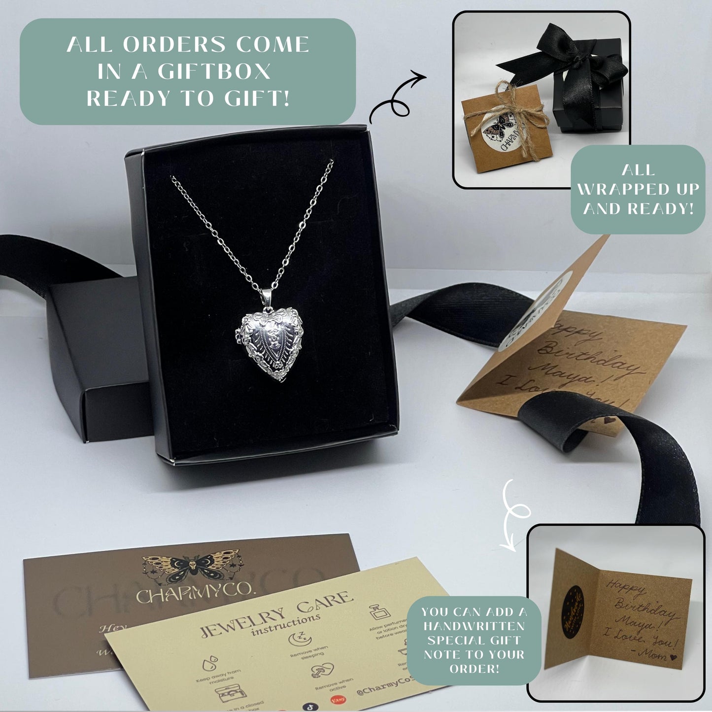 Silver Heart Photo Locket Necklace – Personalized Keepsake Gift