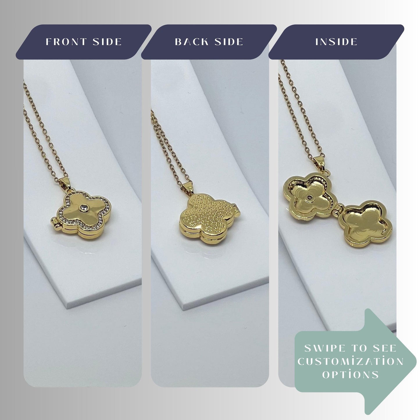 Clover Photo Locket Necklace – Personalized Keepsake Gift