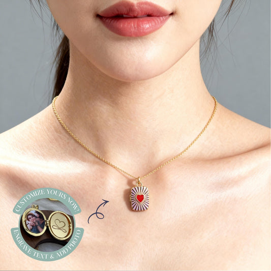 Sacred Heart Photo Locket Necklace – Personalized Keepsake Gift
