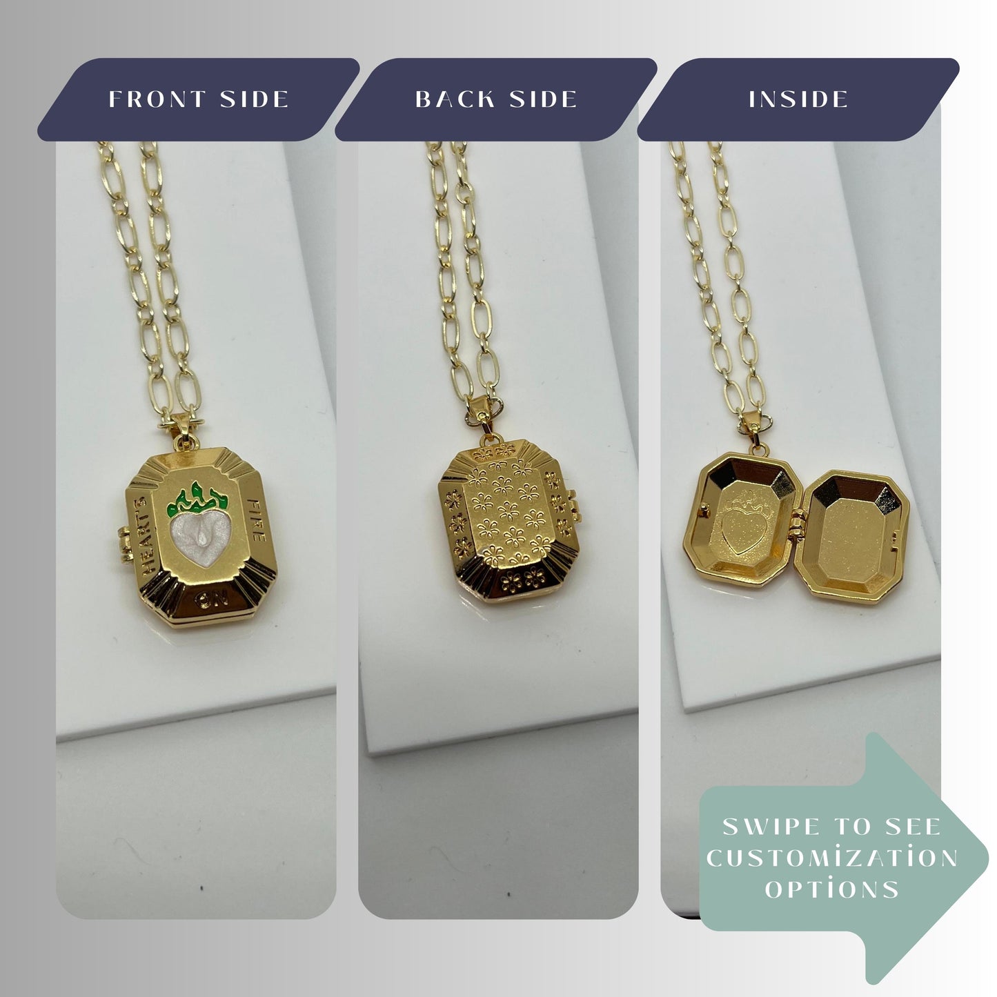 White Enamel Heart Photo Locket Necklace – Personalized Keepsake Gift