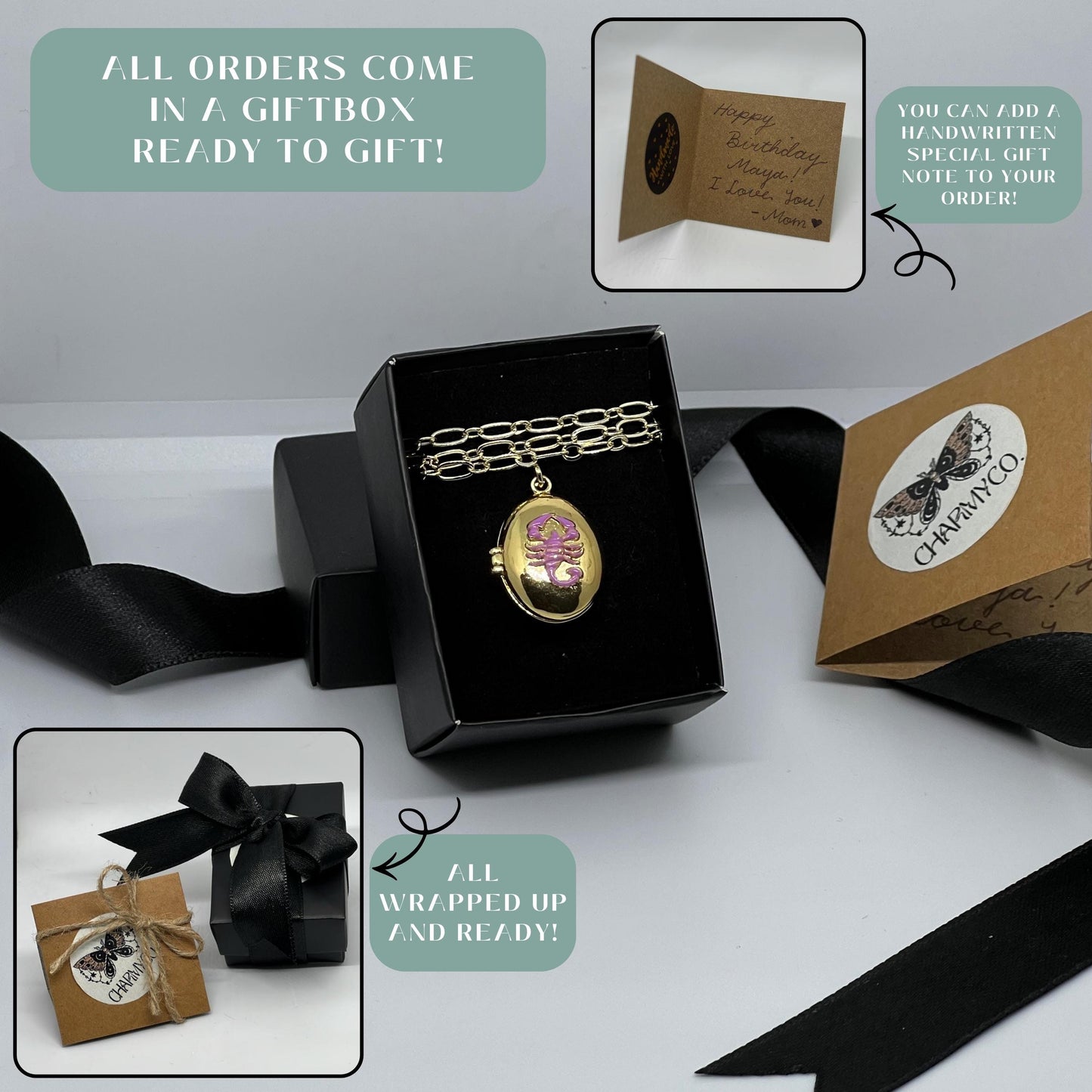 Scorpio Enamel Photo Locket Necklace – Personalized Keepsake Gift