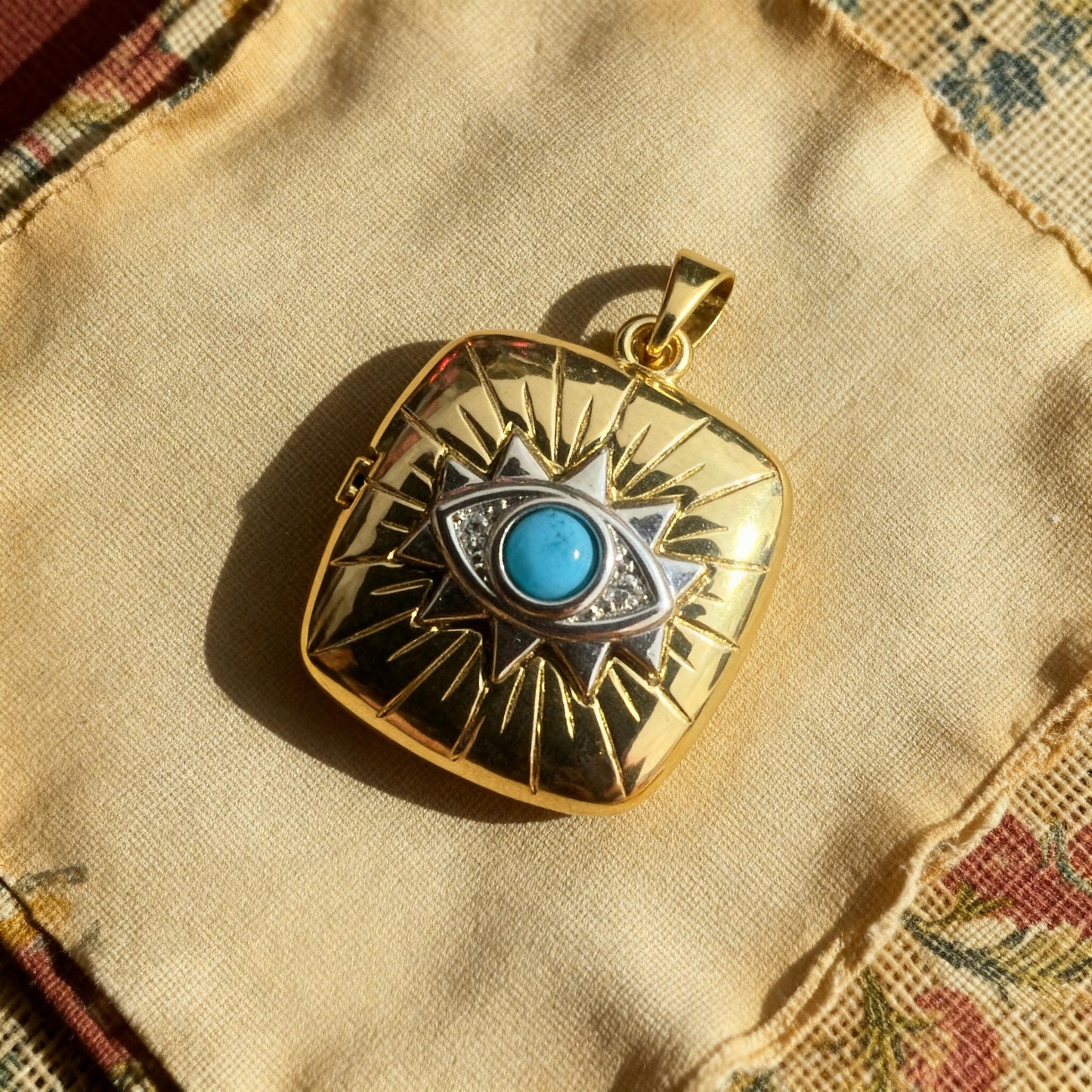 Evil Eye Square Photo Locket Necklace – Personalized Keepsake Gift