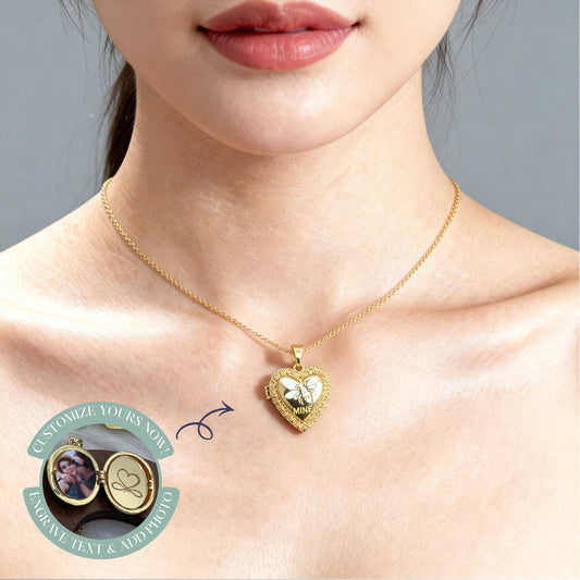 Bee Heart Photo Locket Necklace – Personalized Keepsake Gift