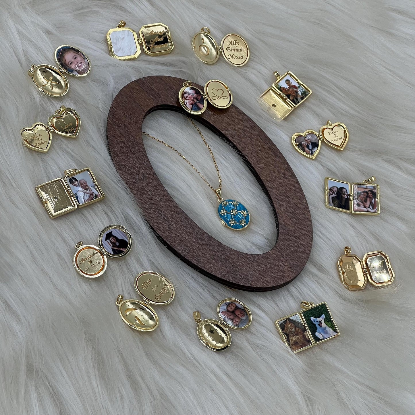 Blue Floral Photo Locket Necklace – Personalized Keepsake Gift