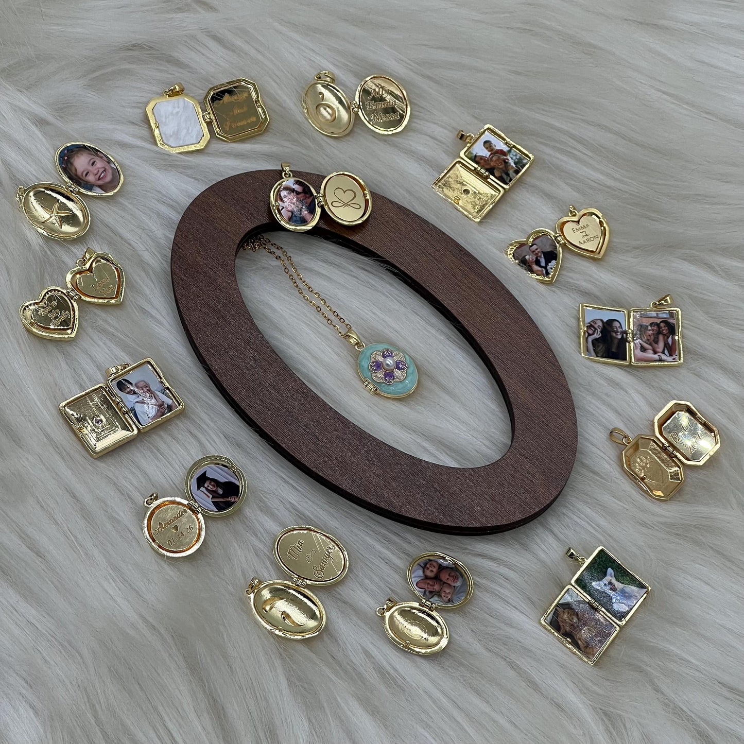 Mint Pearl Floral Oval Photo Locket Necklace – Personalized Keepsake Gift