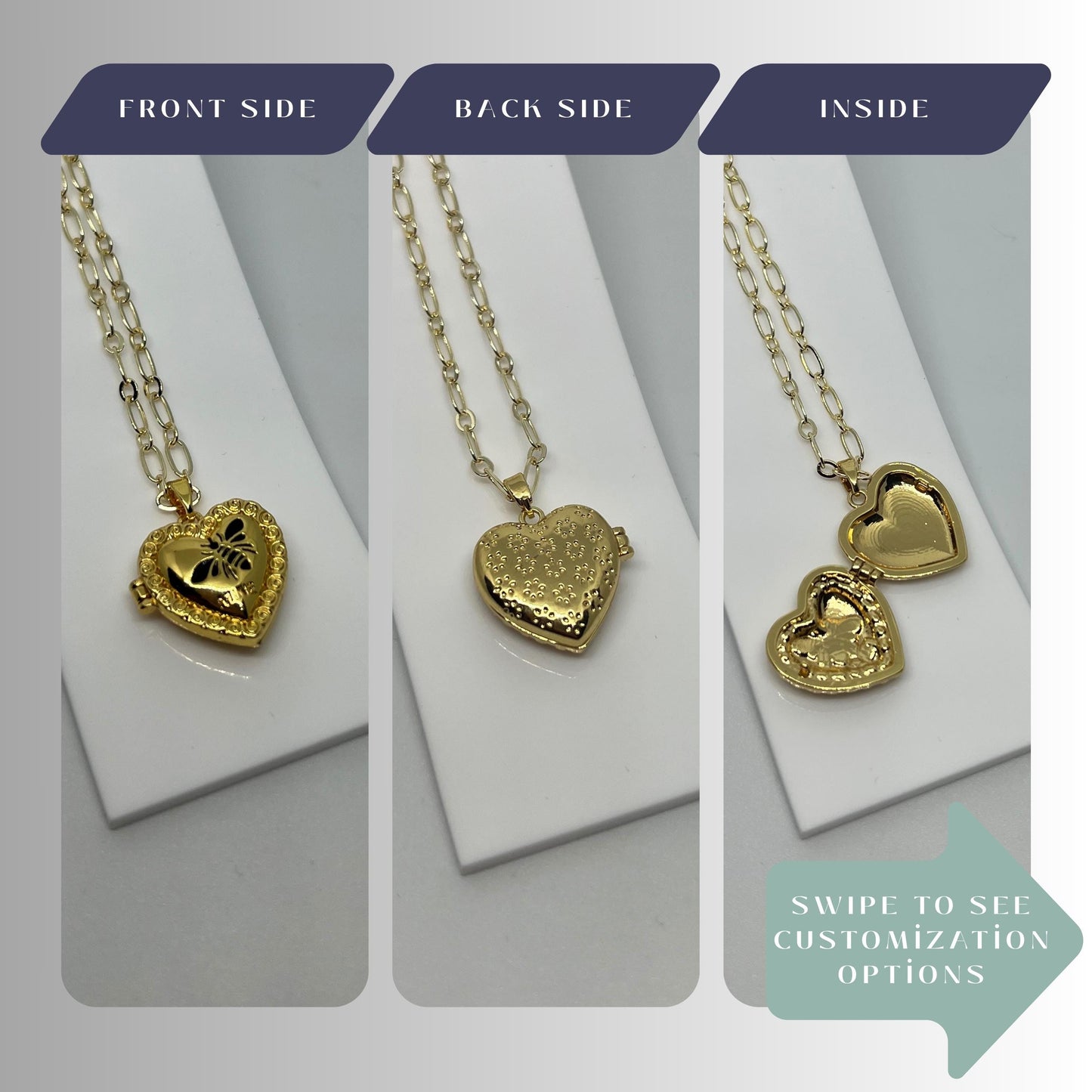Bee Heart Photo Locket Necklace – Personalized Keepsake Gift