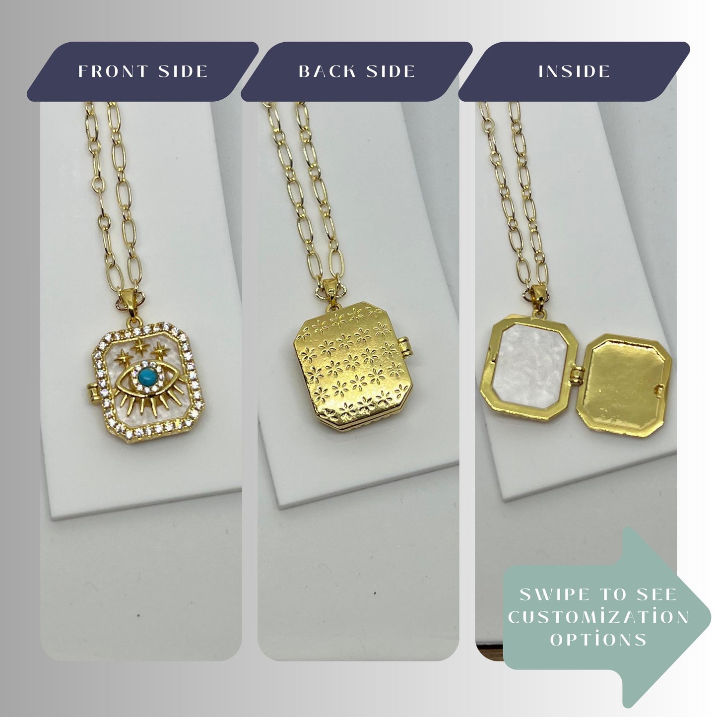 Evil Eye Photo Locket Necklace – Personalized Keepsake Gift