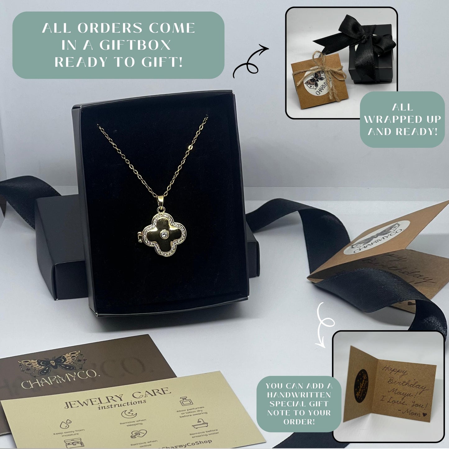Clover Photo Locket Necklace – Personalized Keepsake Gift