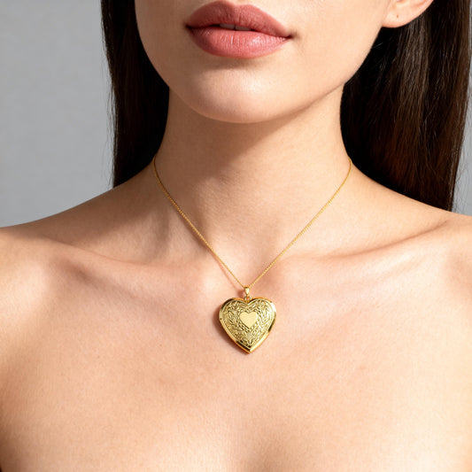 Floral Heart Photo Locket Necklace – Personalized Keepsake Gift
