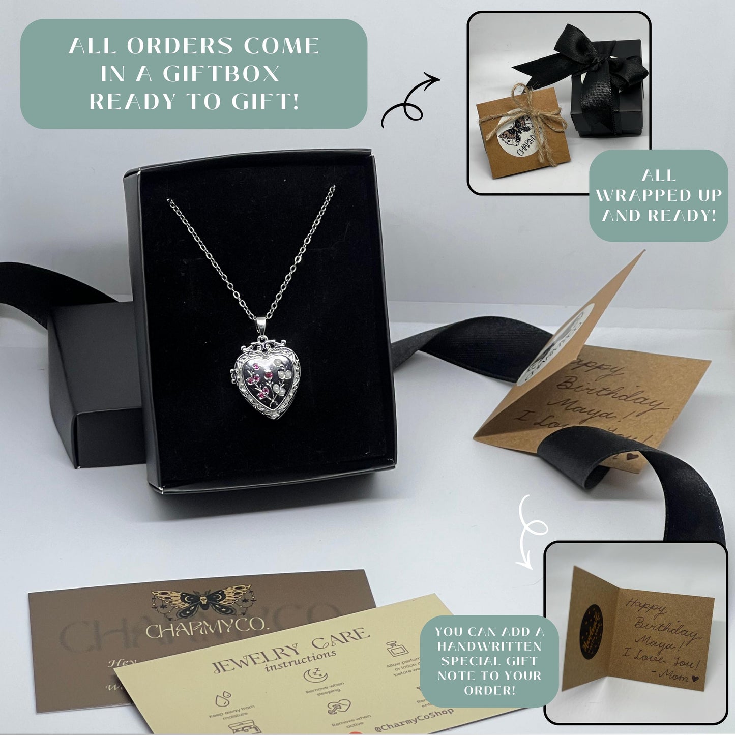 Floral Heart Photo Locket Necklace – Personalized Keepsake Gift