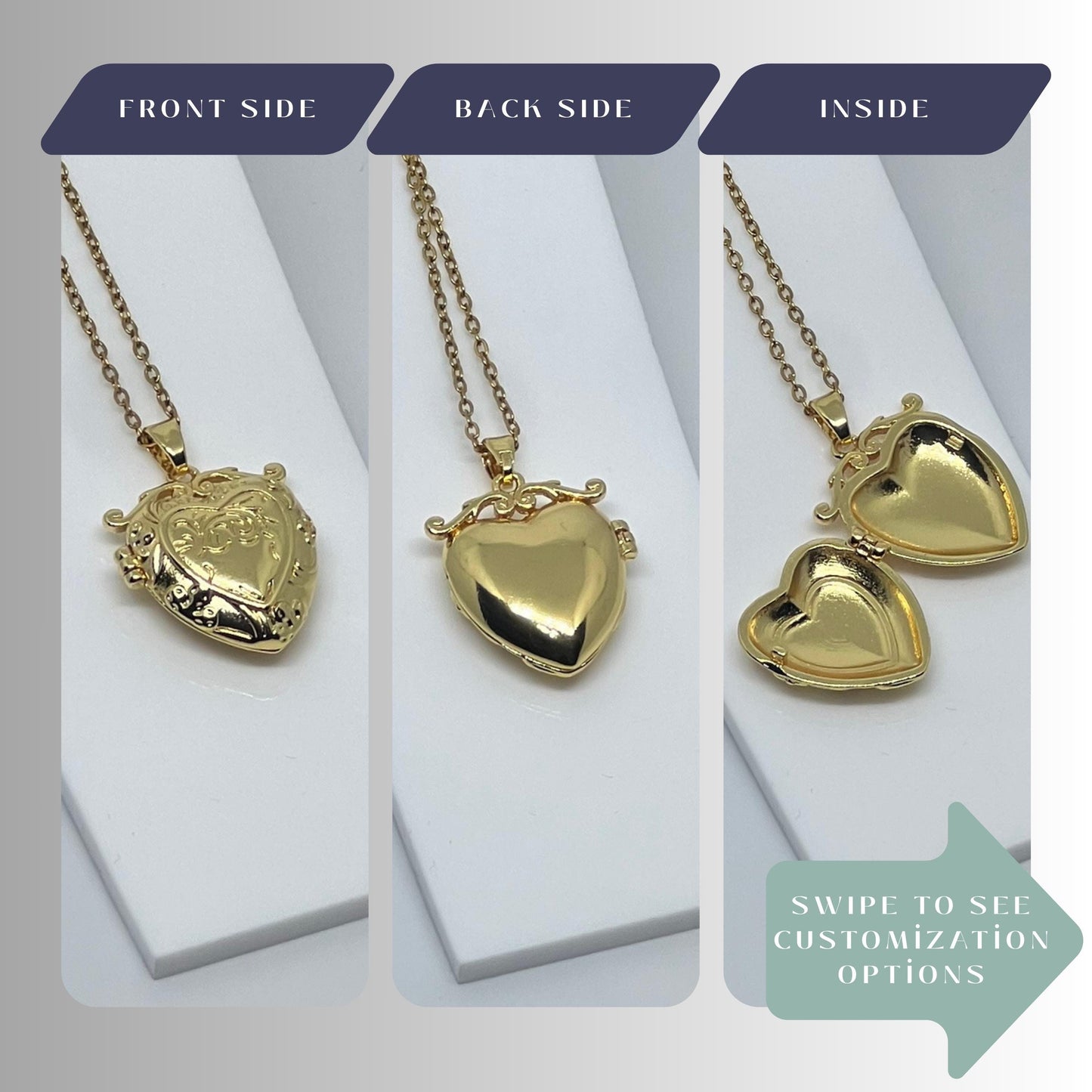 Vintage Heart Photo Locket Necklace – Personalized Keepsake Gift