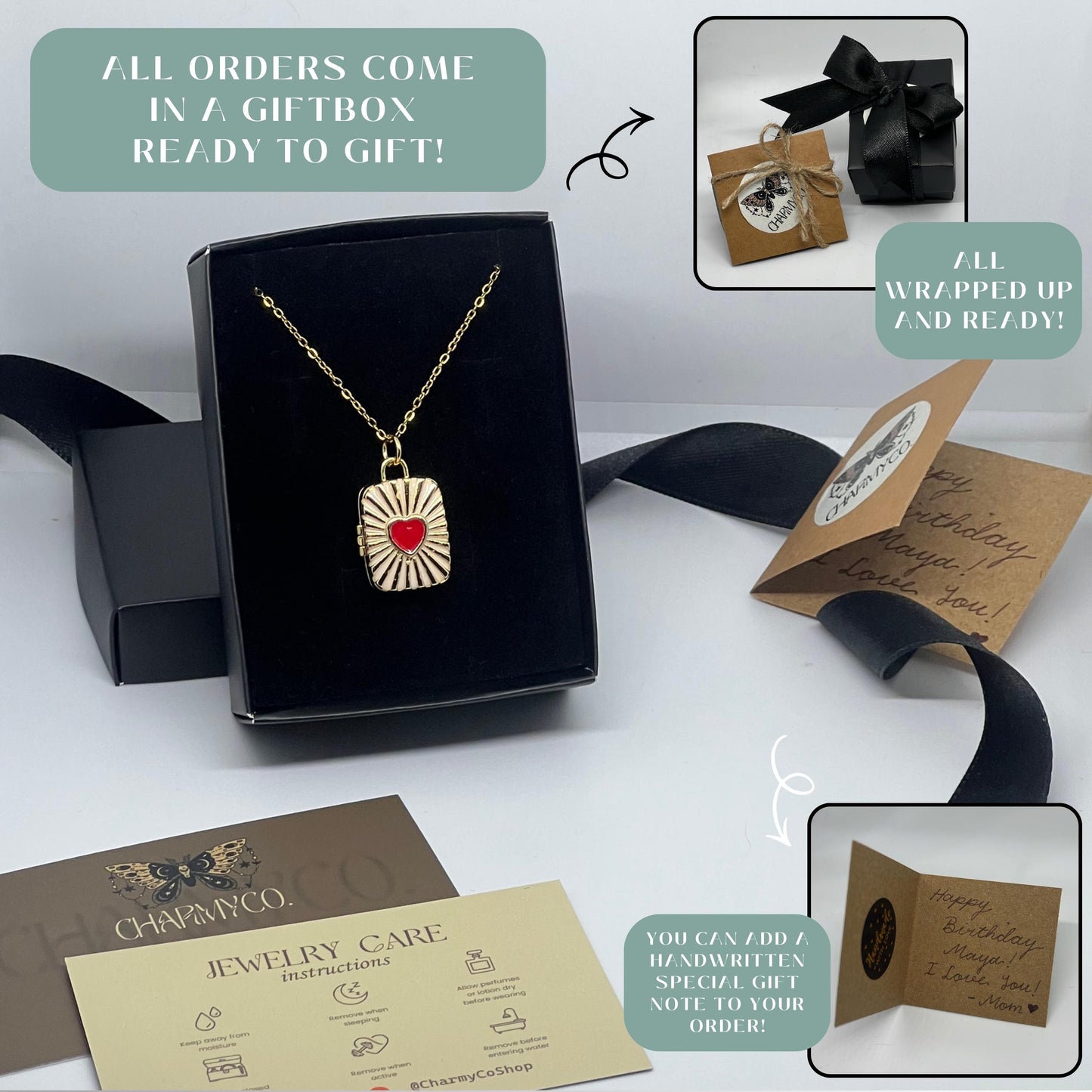 Retro Heart Photo Locket Necklace – Personalized Keepsake Gift