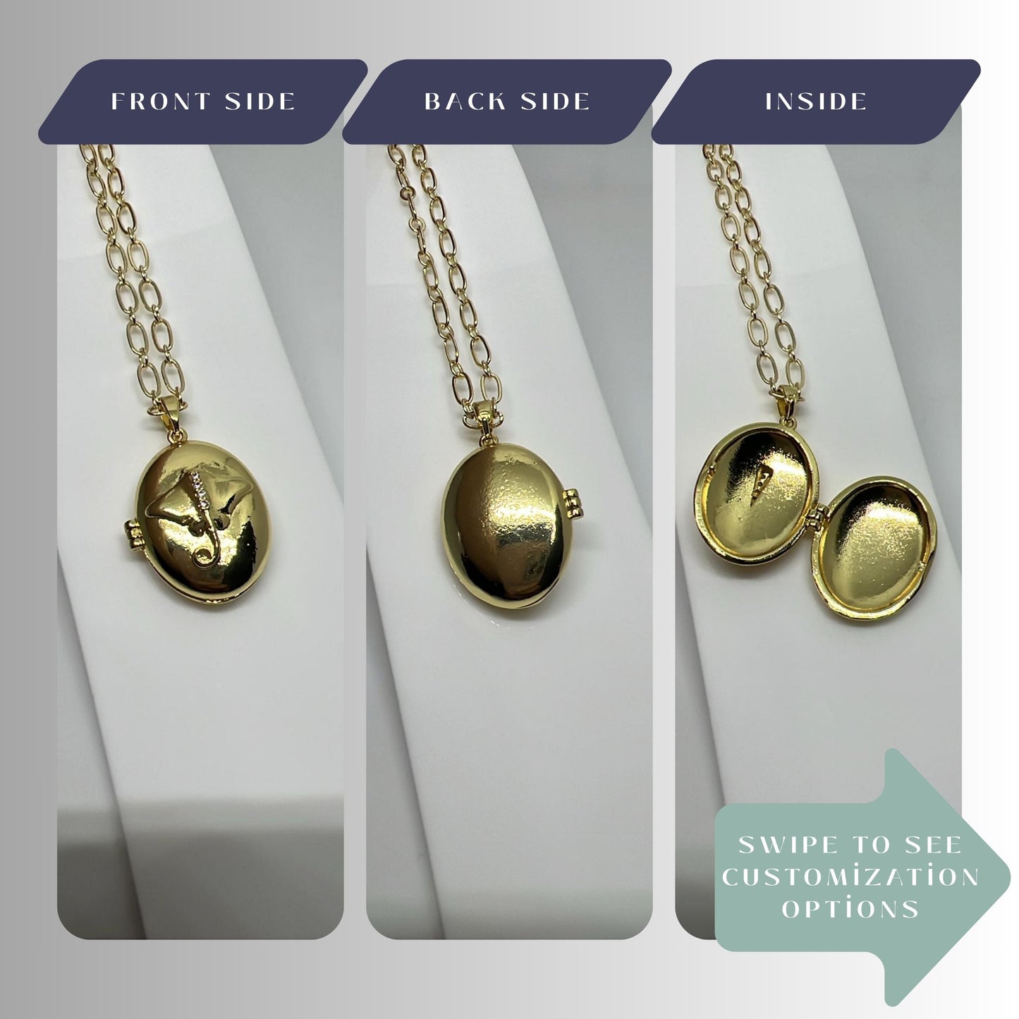 Manta Ray Oval Photo Locket Necklace – Personalized Keepsake Gift