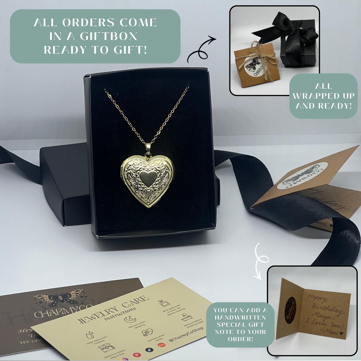 Floral Heart Photo Locket Necklace – Personalized Keepsake Gift