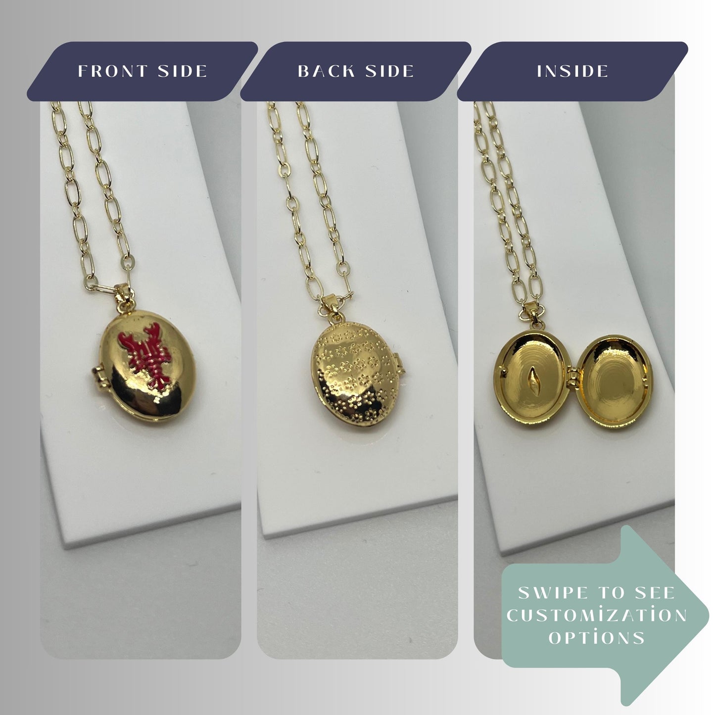 Lobster Oval Photo Locket Necklace – Personalized Keepsake Gift