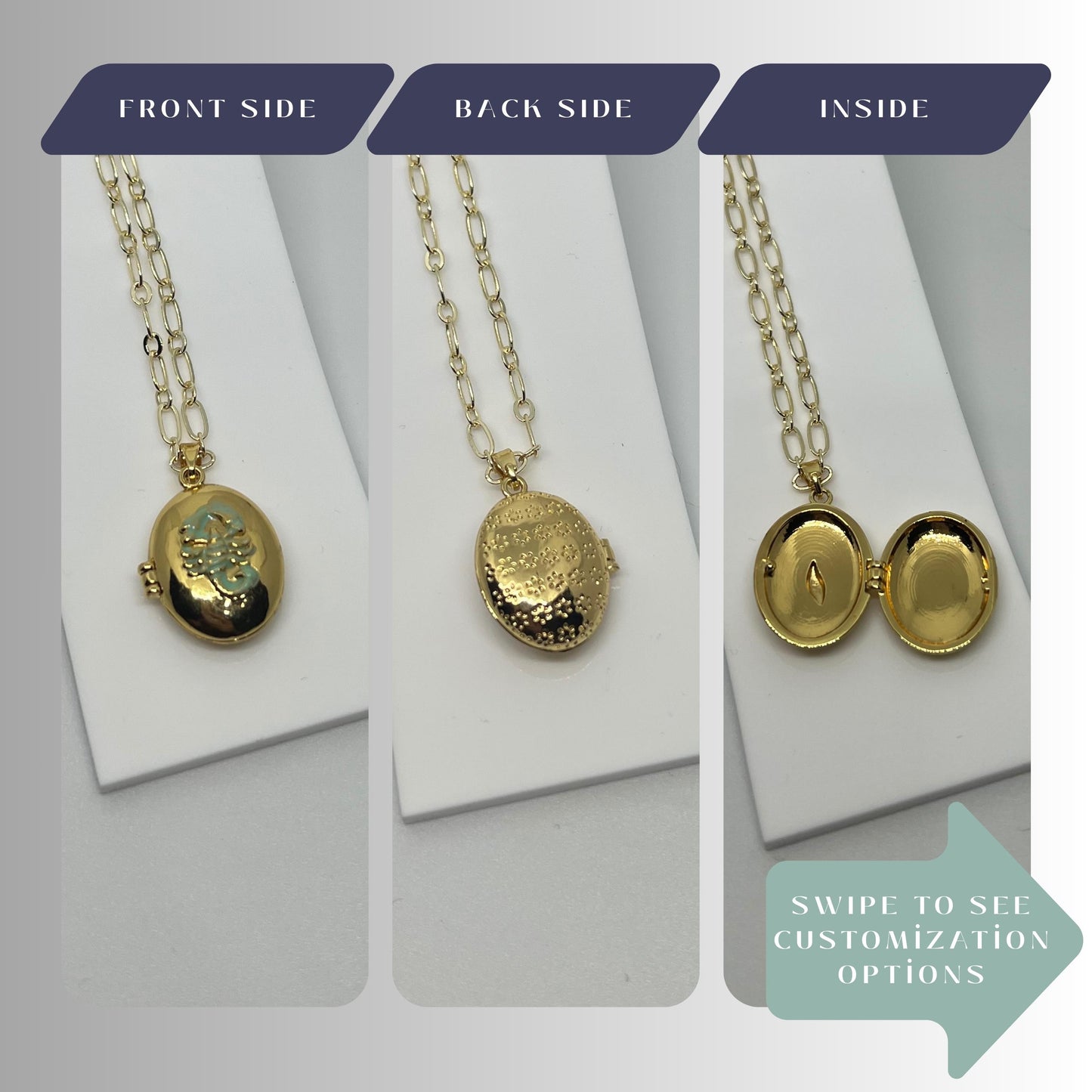 Scorpio Oval Photo Locket Necklace – Personalized Keepsake Gift