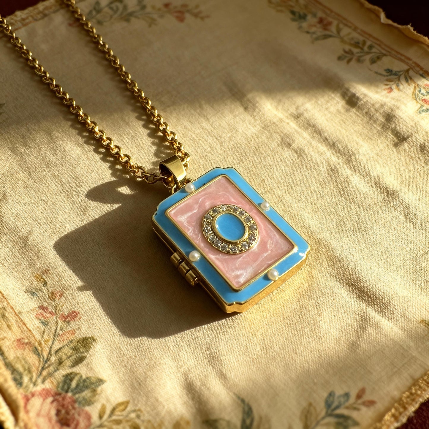 Pink Enamel Book Locket Necklace – Personalized Keepsake Gift