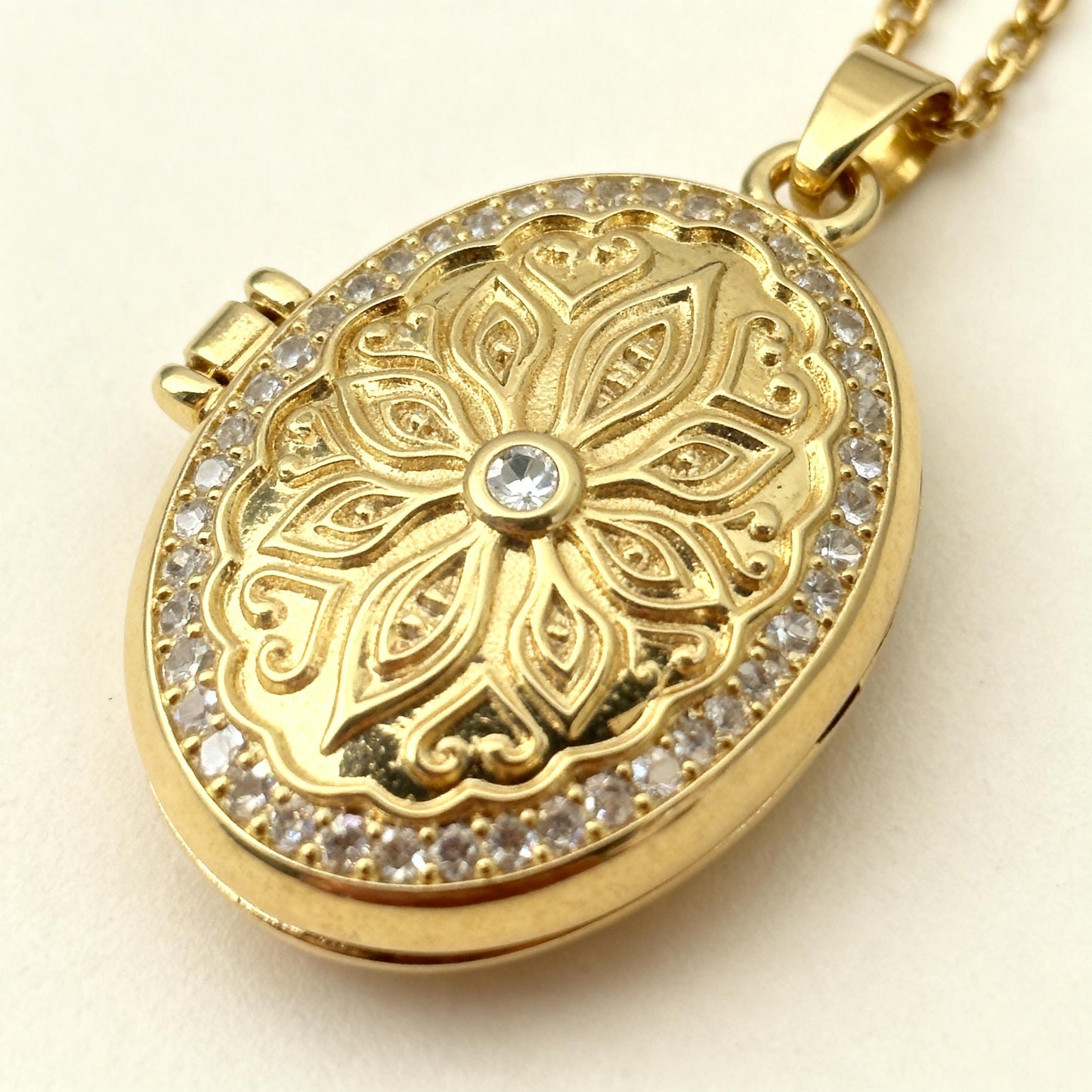 Floral Oval Photo Locket Necklace – Personalized Keepsake Gift