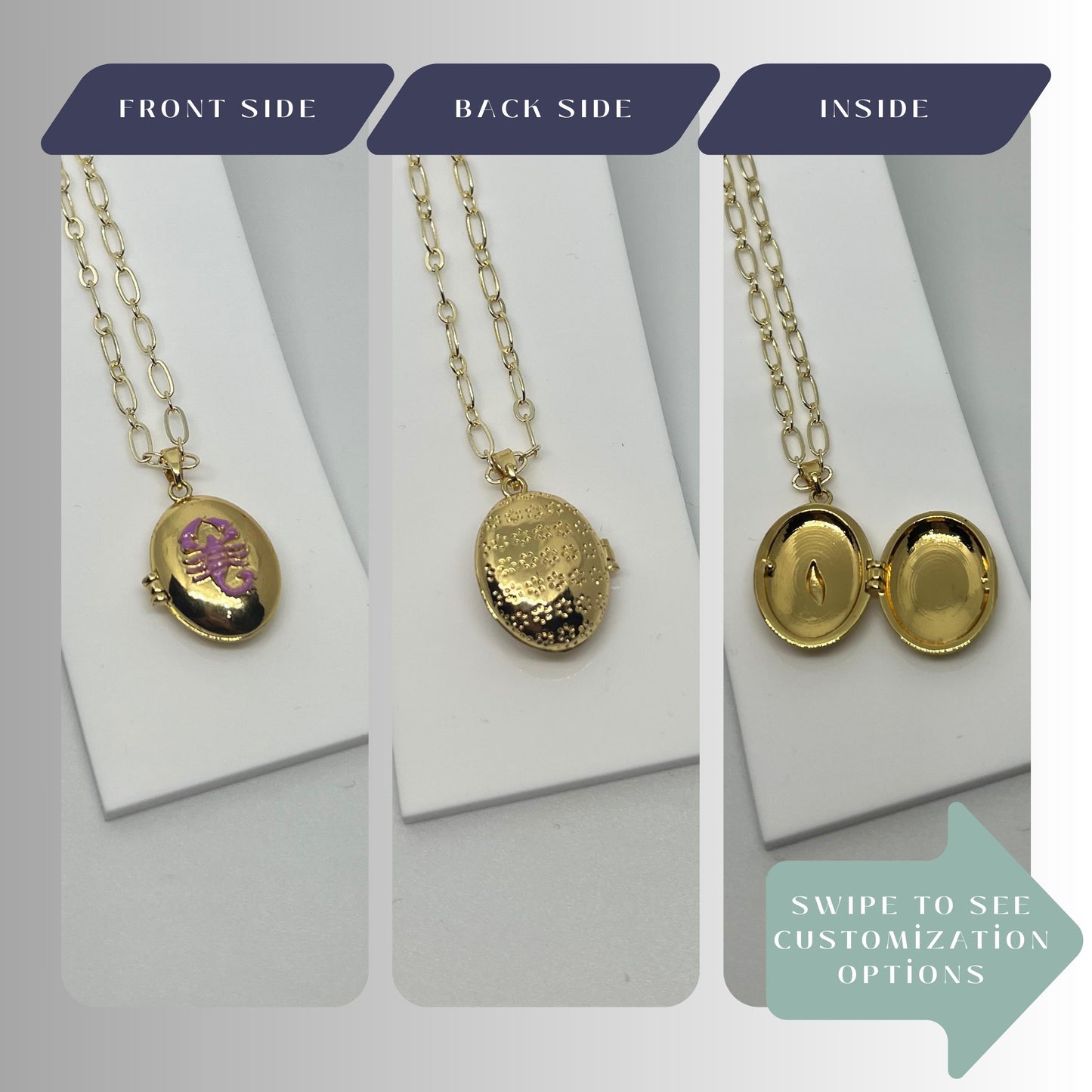 Scorpio Enamel Photo Locket Necklace – Personalized Keepsake Gift