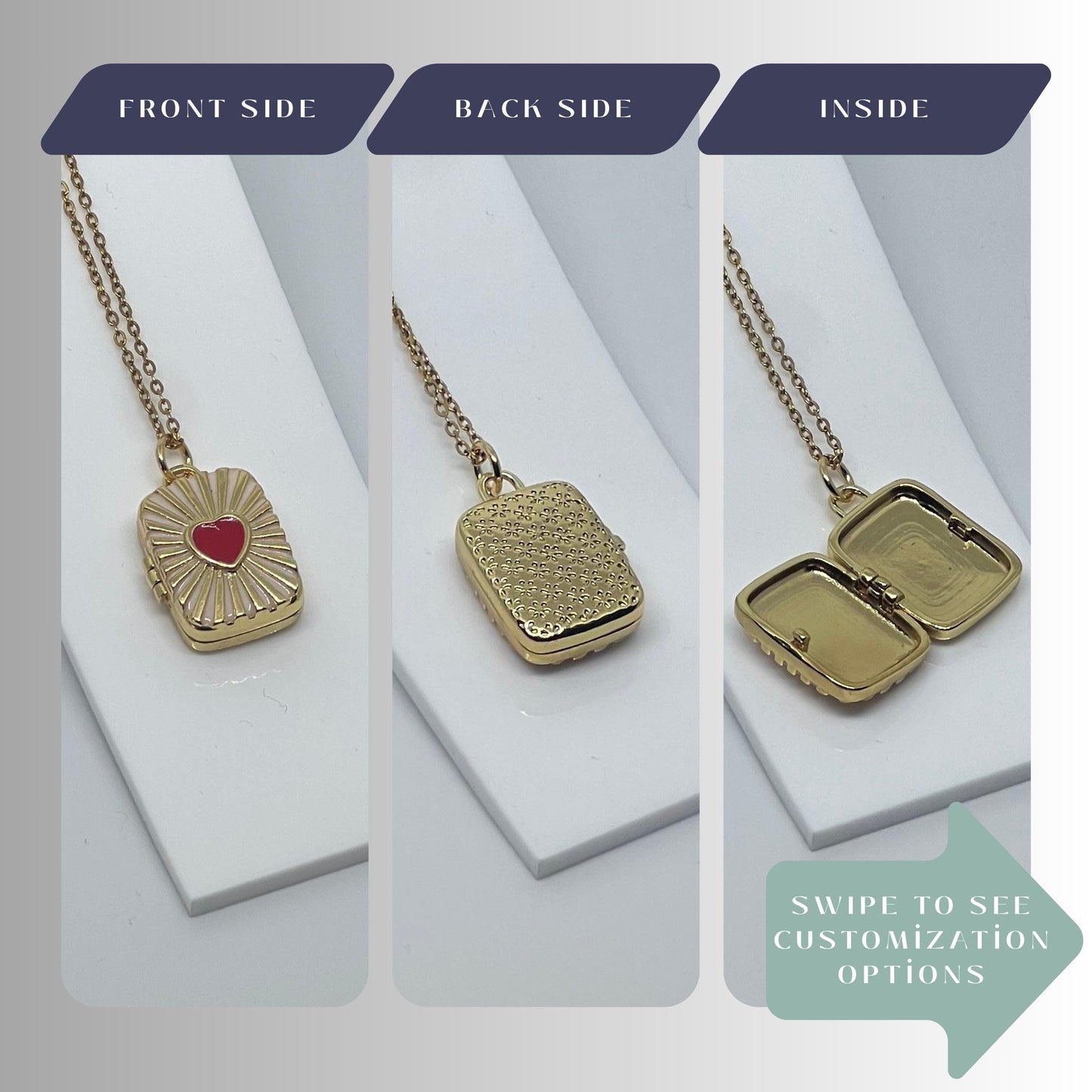 Retro Heart Photo Locket Necklace – Personalized Keepsake Gift
