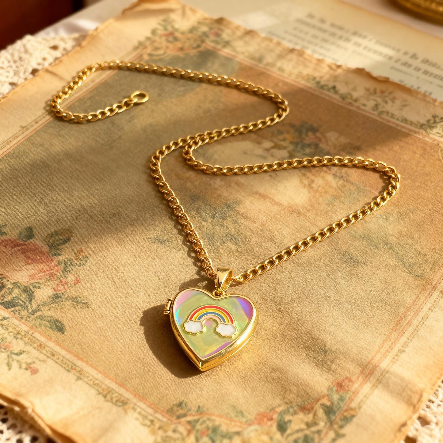 Rainbow Heart Photo Locket Necklace – Personalized Keepsake Gift