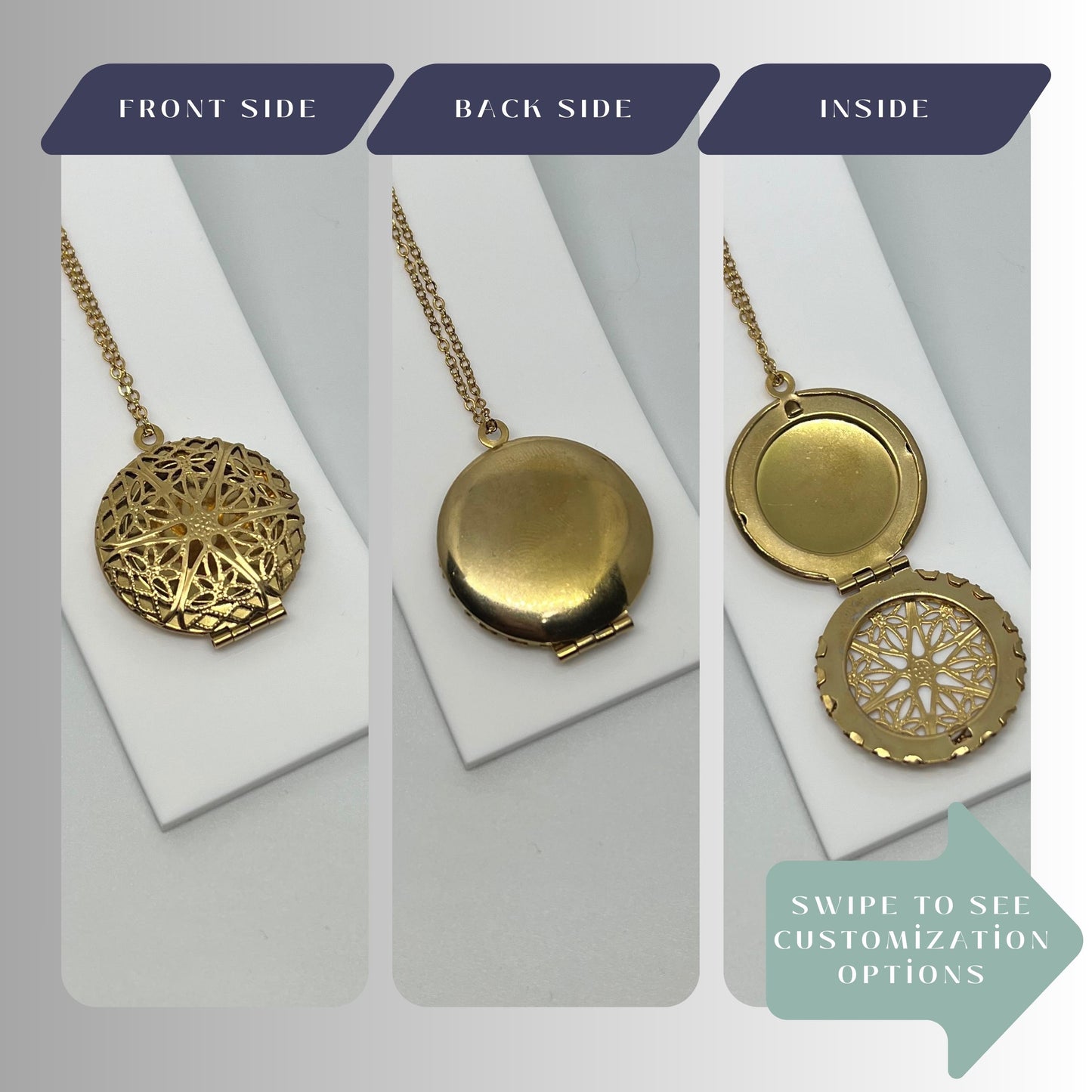 Filigree Round Photo Locket Necklace – Personalized Keepsake Gift