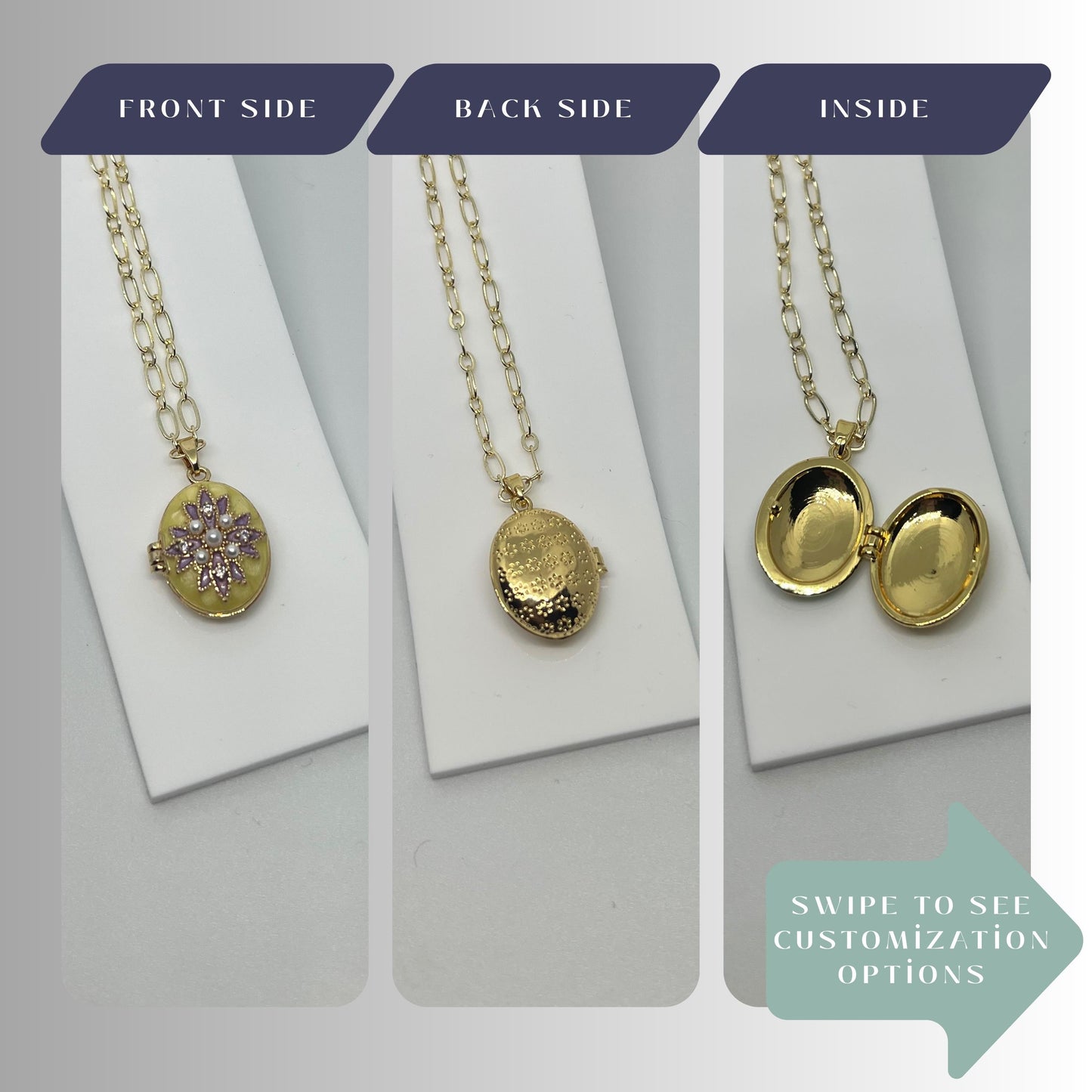 Floral Pearl Oval Photo Locket Necklace – Personalized Keepsake Gift