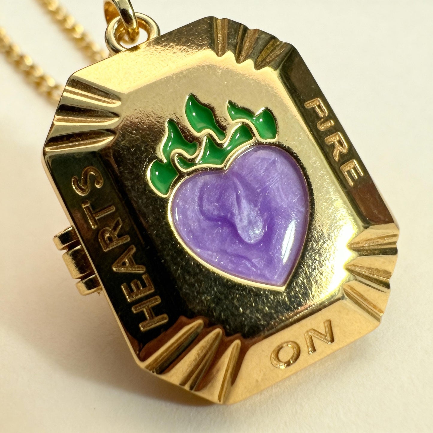Purple Enamel Heart Photo Locket Necklace – Personalized Keepsake Gift