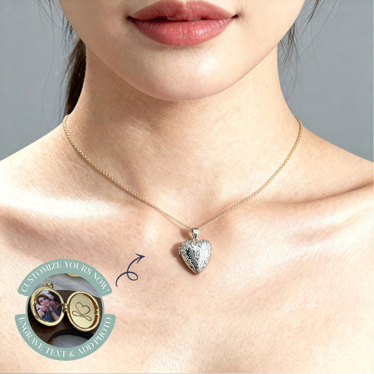 Silver Heart Photo Locket Necklace – Personalized Keepsake Gift