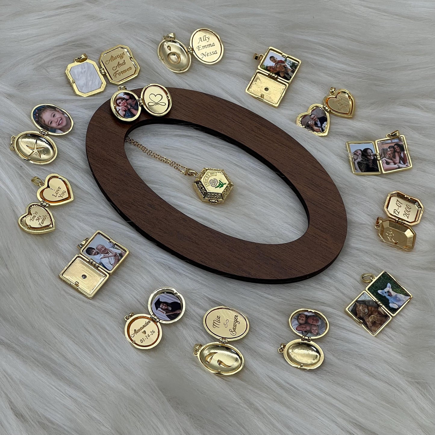 Rose Hexagon Photo Locket Necklace – Personalized Keepsake Gift