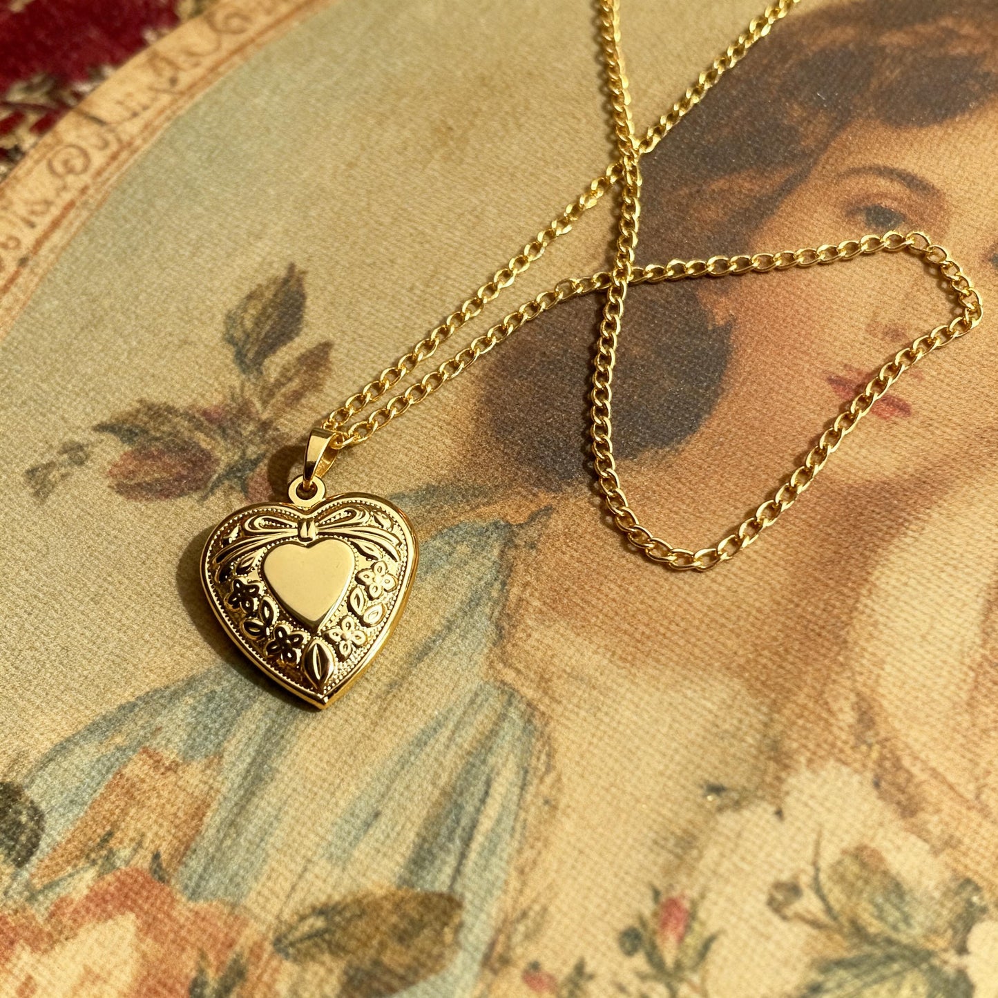 Bow Heart Photo Locket Necklace – Personalized Keepsake Gift