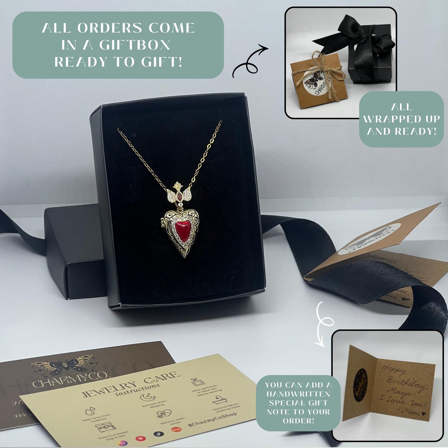 Victorian Heart Photo Locket Necklace – Personalized Keepsake Gift