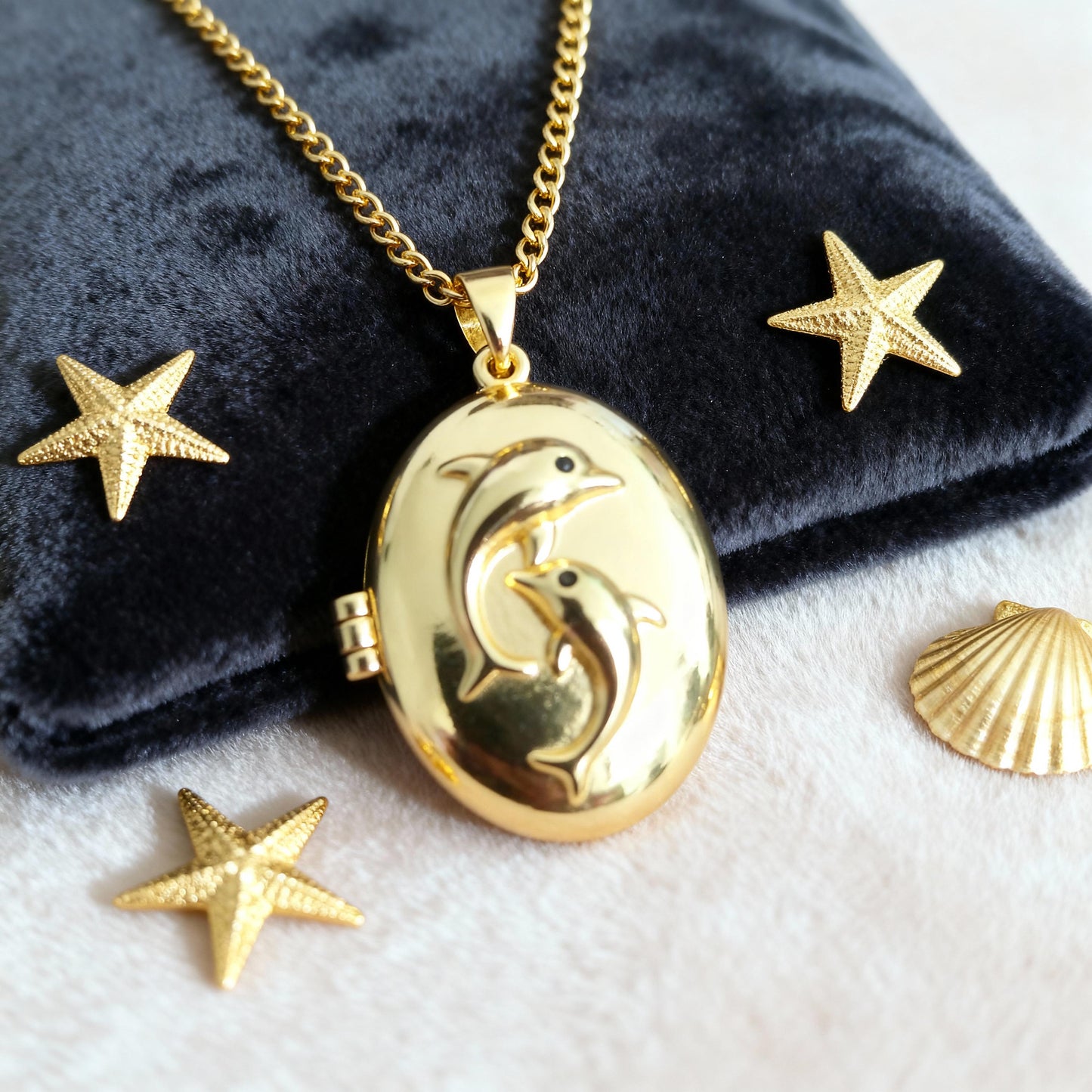 Dolphin Oval Photo Locket Necklace – Personalized Keepsake Gift