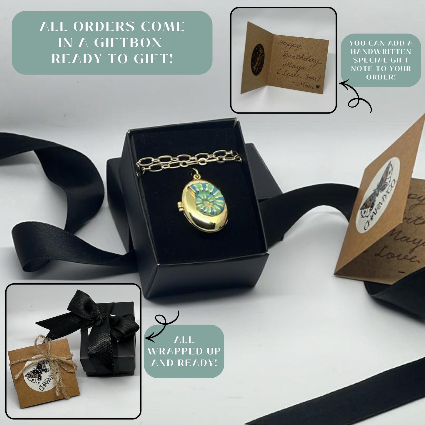Sundial Shell Oval Photo Locket Necklace – Personalized Keepsake Gift