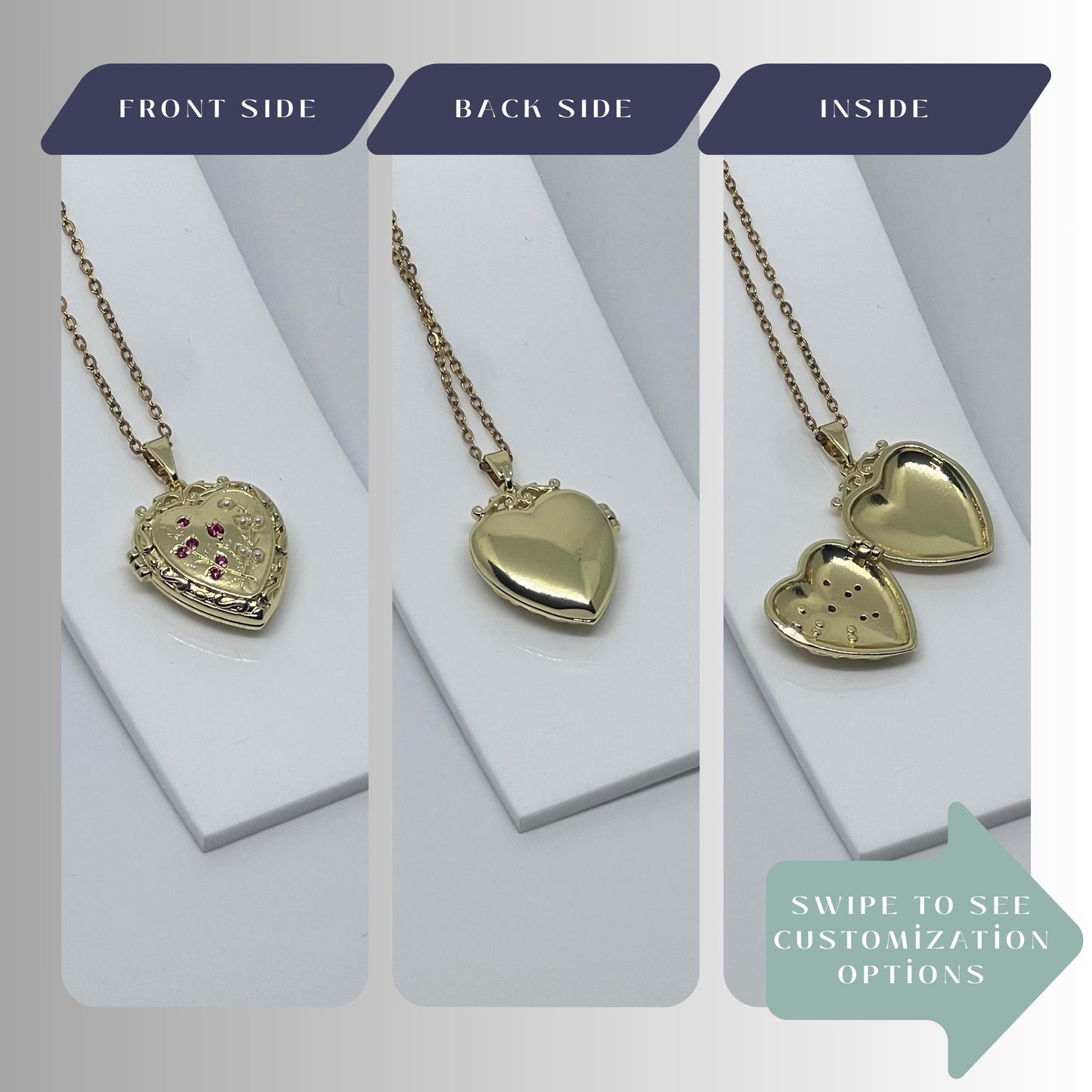 Floral Heart Photo Locket Necklace – Personalized Keepsake Gift
