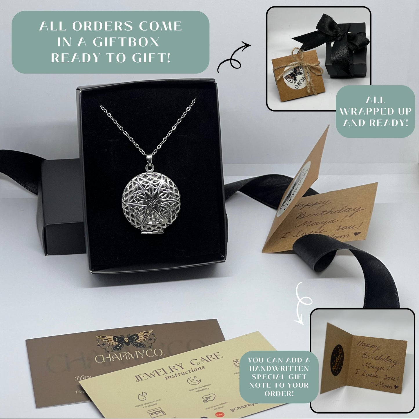 Filigree Round Photo Locket Necklace – Personalized Keepsake Gift