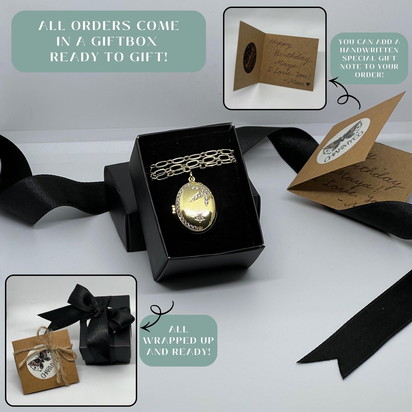 Star & Moon Oval Photo Locket Necklace – Personalized Keepsake Gift