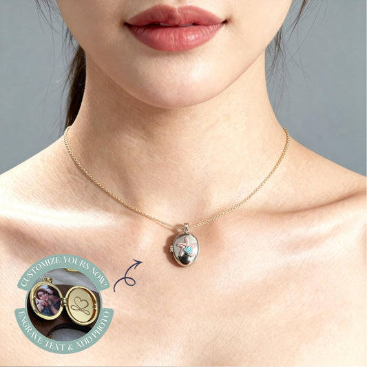 Seashell Starfish Oval Photo Locket Necklace – Personalized Keepsake Gift