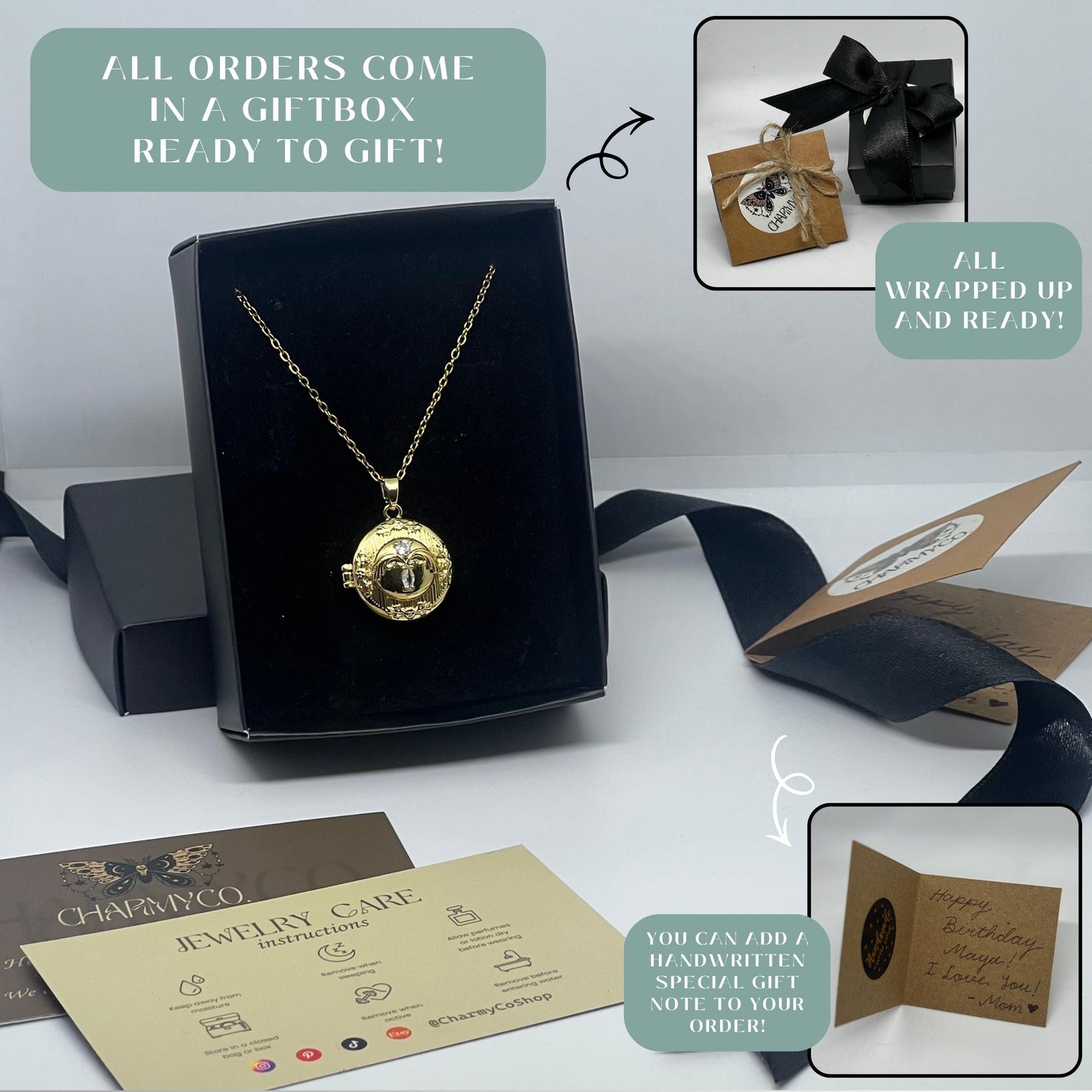 Vintage Round Photo Locket Necklace – Personalized Keepsake Gift