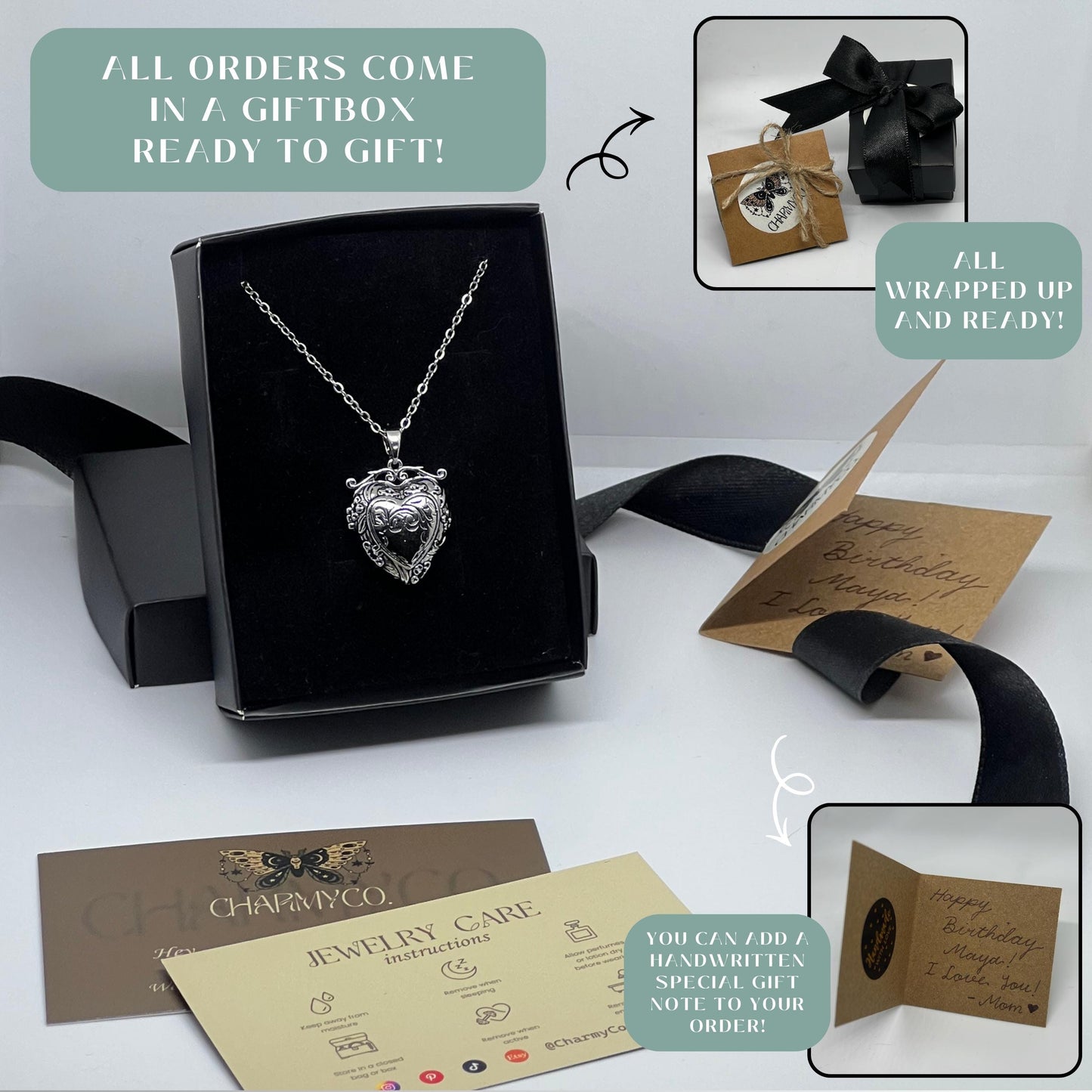Silver Heart Photo Locket Necklace – Personalized Keepsake Gift