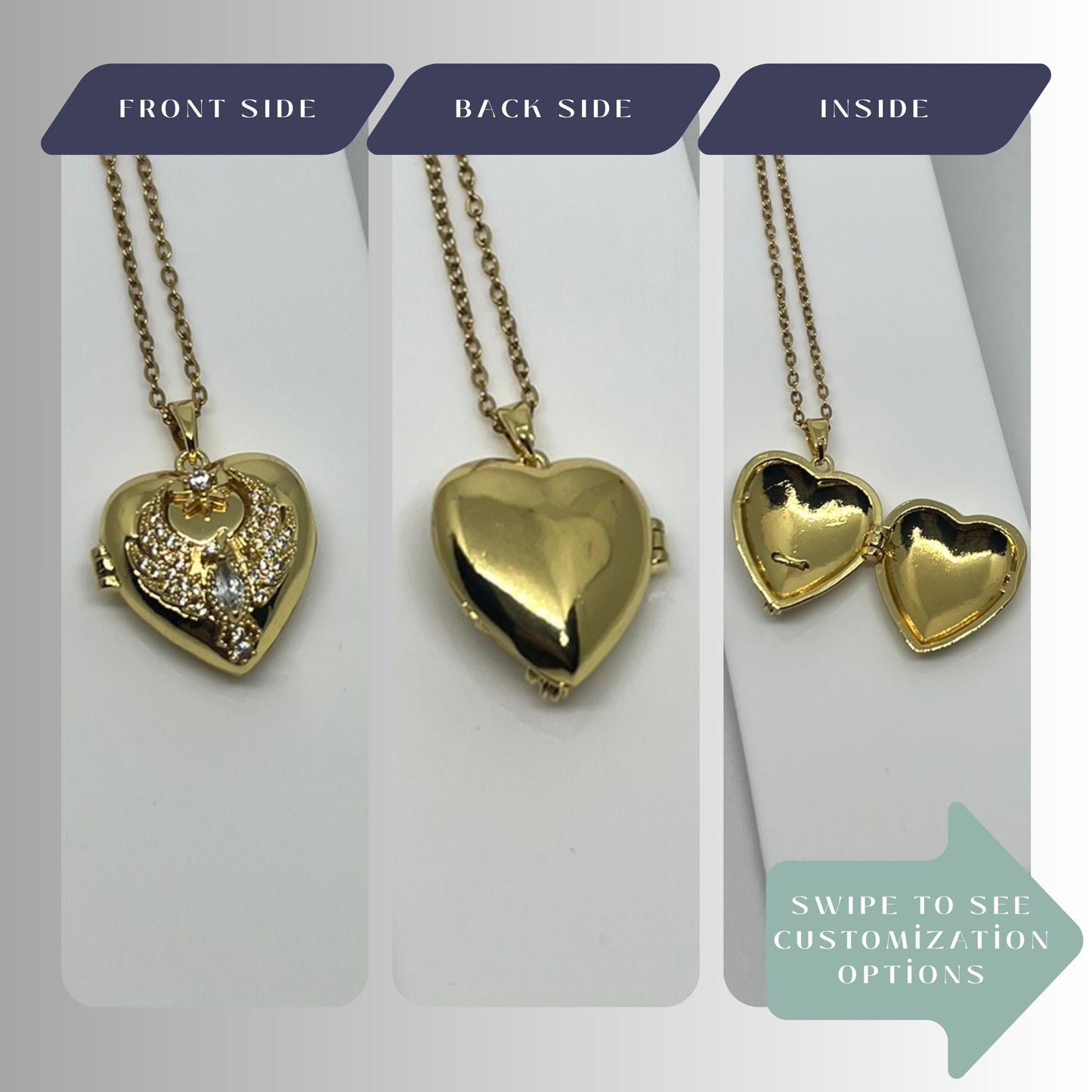 Phoenix Heart Photo Locket Necklace – Personalized Keepsake Gift