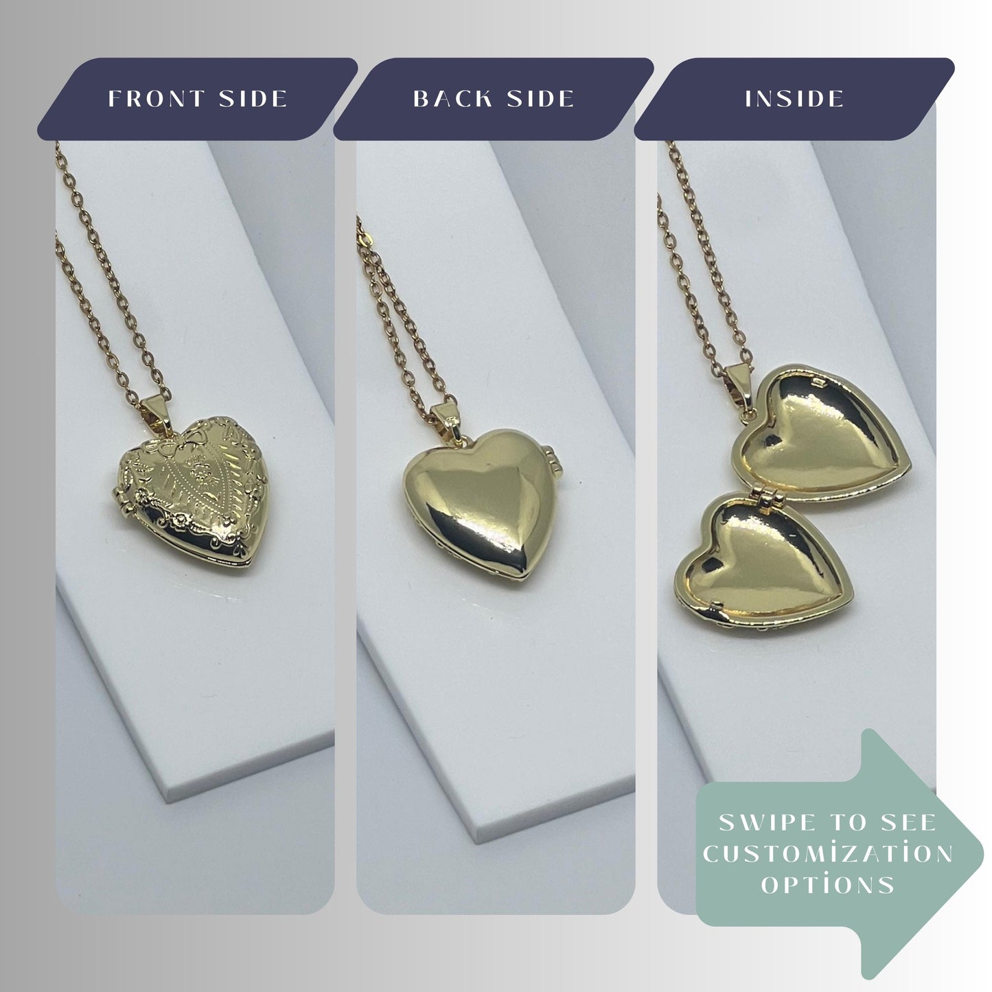 Engraved Heart Photo Locket Necklace – Personalized Keepsake Gift