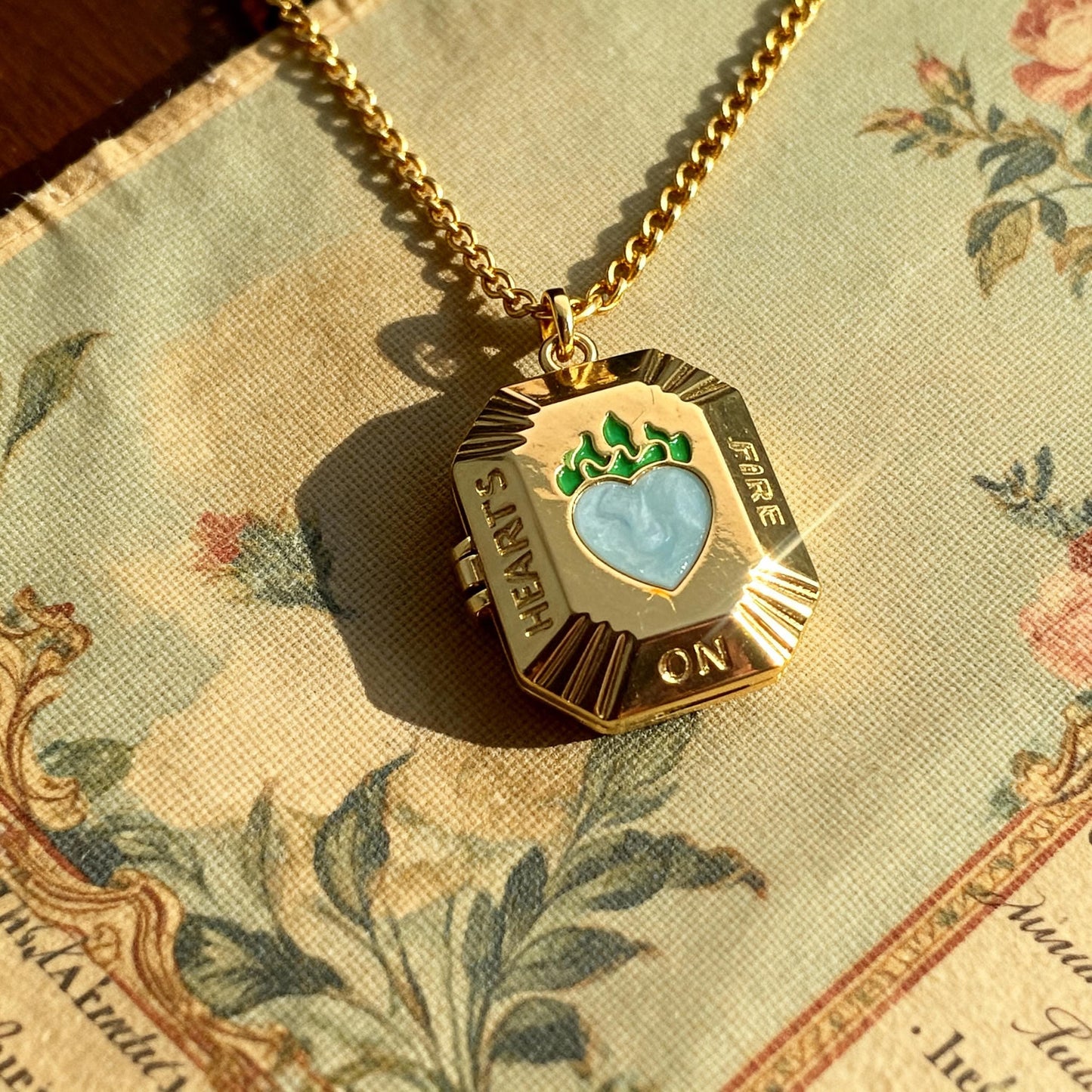 Mint Enamel Heart Photo Locket Necklace – Personalized Keepsake Gift
