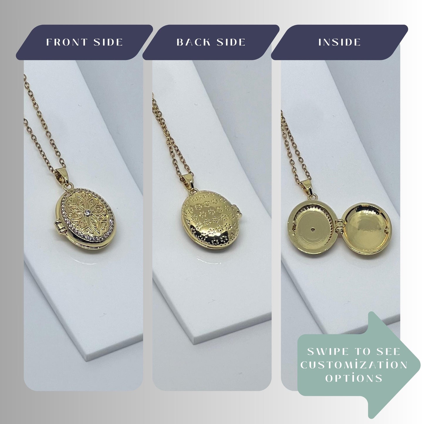 Floral Oval Photo Locket Necklace – Personalized Keepsake Gift